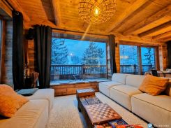 Chalet Dakota - Salon avec vue sur la montagne cliquez ici pour agrandir les photos de cette location à la_plagne